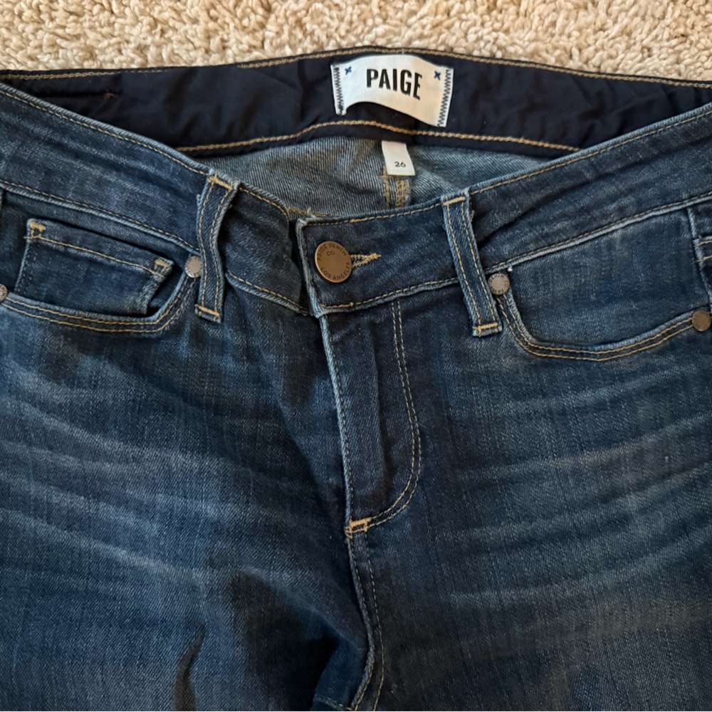 PAIGE Dark Blue Flare & Wide Leg Jeans